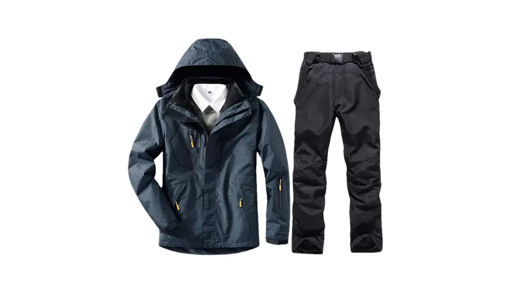 男性冬スキースーツ暖かい 3 で 1 スキースノーボードスーツセット男性屋外スキージャケット + パンツ 1set(as show)05 Asian 3XL EUR L