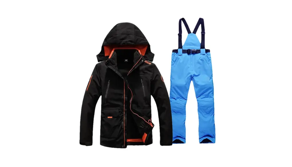 男性スキースーツ暖かい 3 で 1 ジャケットとストラップパンツ屋外スキー厚み登山暖かい雪スキースーツ 1set(jacket pants)05 Asian 2XL EUR L