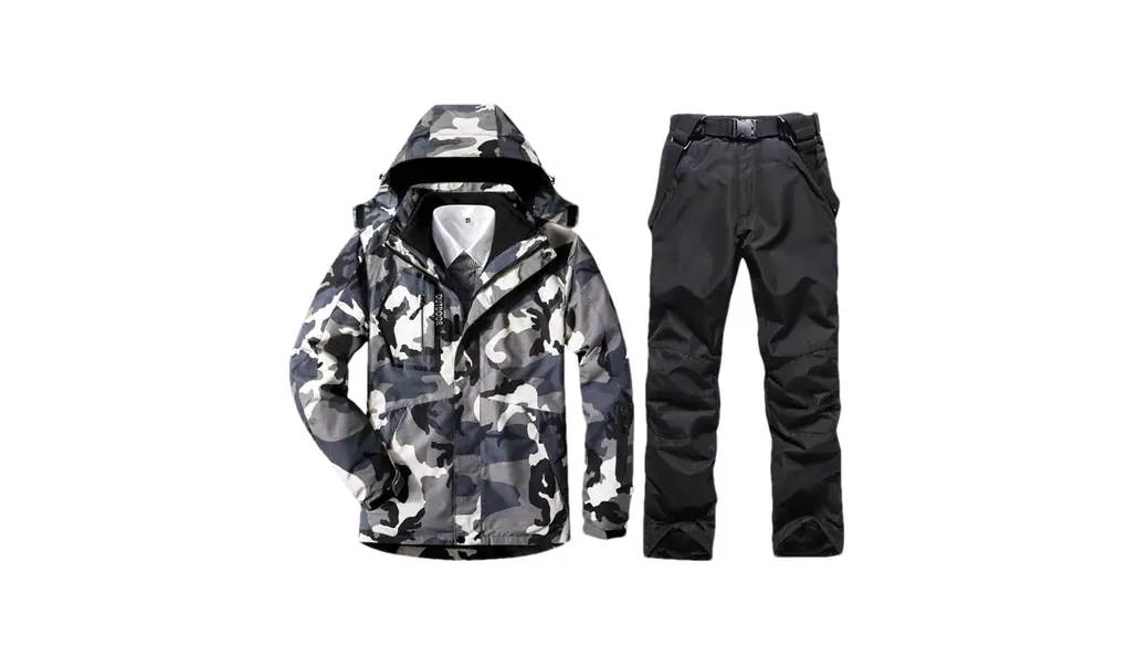 男性冬スキースーツ暖かい 3 で 1 スキースノーボードスーツセット男性屋外スキージャケット + パンツ 1set(as show)02 Asian XL EUR S