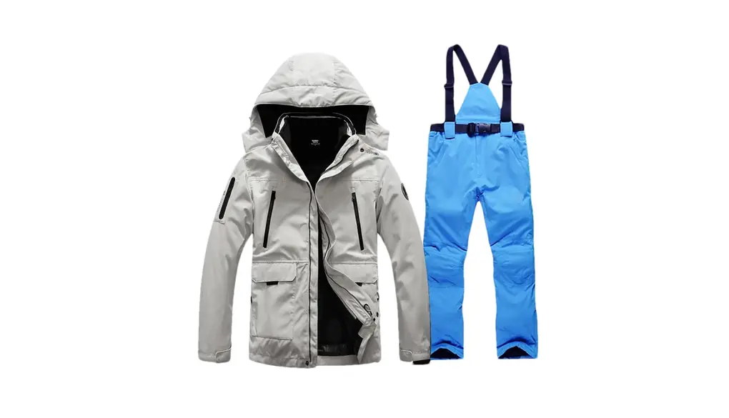 男性スキースーツ暖かい 3 で 1 ジャケットとストラップパンツ屋外スキー厚み登山暖かい雪スキースーツ 1set(jacket pants)04 Asian 3XL EUR XL