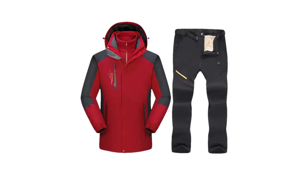 メンズ スキースーツ スキーとスノーボード 厚手で暖かいフリース ジャケット パンツ セット スノー アウトドアウェア 1set(jacket pants)03 Asian 2XL EUR L