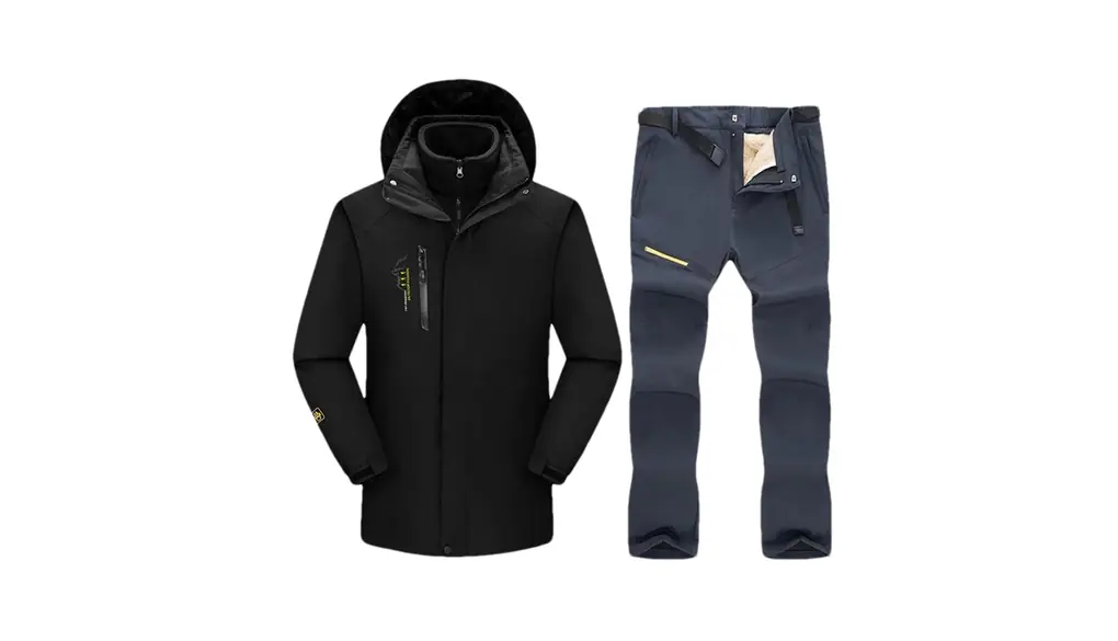 メンズ スキースーツ スキーとスノーボード 厚手で暖かいフリース ジャケット パンツ セット スノー アウトドアウェア 1set(jacket pants)10 Asian 2XL EUR L