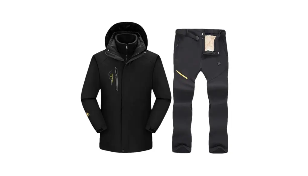 メンズ スキースーツ スキーとスノーボード 厚手で暖かいフリース ジャケット パンツ セット スノー アウトドアウェア 1set(jacket pants)04 Asian 2XL EUR L