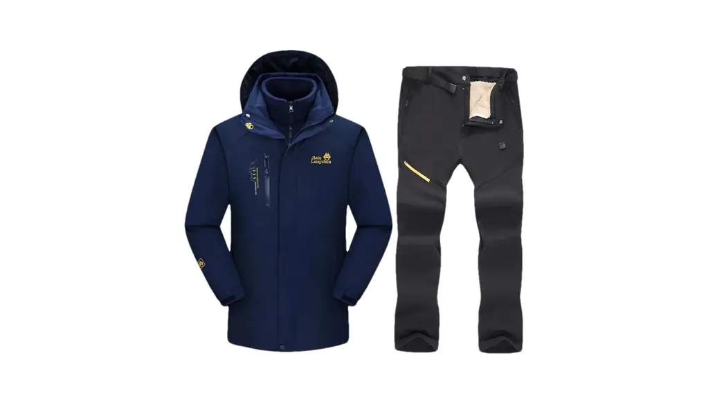 メンズ スキースーツ スキーとスノーボード 厚手で暖かいフリース ジャケット パンツ セット スノー アウトドアウェア 1set(jacket pants)01 Asian 2XL EUR L
