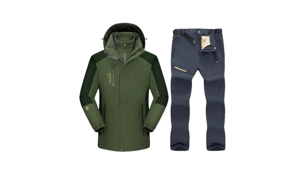 メンズ スキースーツ スキーとスノーボード 厚手で暖かいフリース ジャケット パンツ セット スノー アウトドアウェア 1set(jacket pants)12 Asian 2XL EUR L
