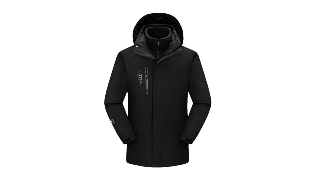 メンズ スキースーツ スキーとスノーボード 厚手で暖かいフリース ジャケット パンツ セット スノー アウトドアウェア 1pc Black jacket Asian 2XL EUR L