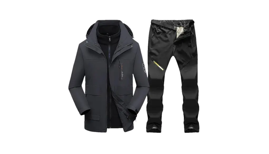 男性サーマル冬スキースーツスキーとスノーボードフリースジャケットパンツ屋外スノーコート 1set(jacket pants)02 Asian 2XL EUR M