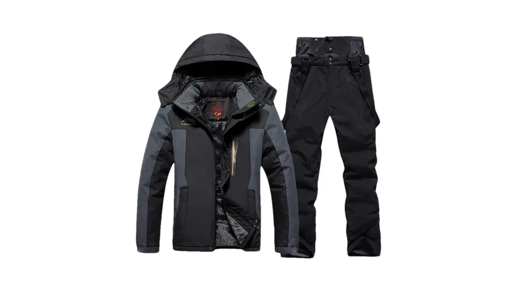 男性冬暖かいスキースーツスノーボードフリースジャケットパンツ雪防寒着オーバーオール 1set(as show)03 Asian 2XL EUR L