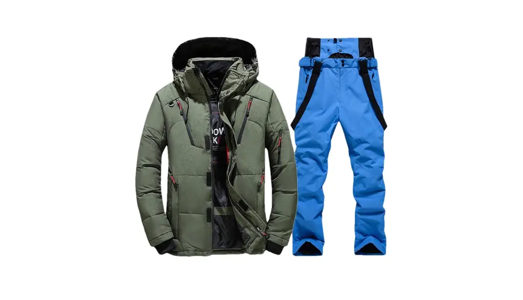 メンズ冬サーマルスキースーツスキーダウンジャケットとビブパンツセット雪スノーボードウェアオーバーオール 1set(jacket pants)10 Asian 2XL EUR L