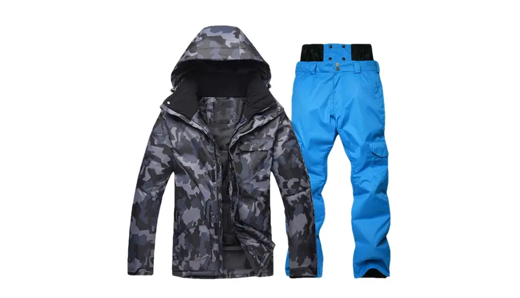 男性迷彩スキースーツセット冬のスノージャケットとストラップパンツ屋外スノーボードウェアオーバーオール picture jacket pant8 L