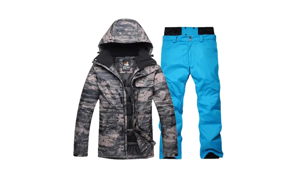 男性迷彩スキースーツセット冬のスノージャケットとストラップパンツ屋外スノーボードウェアオーバーオール picture jacket pant L