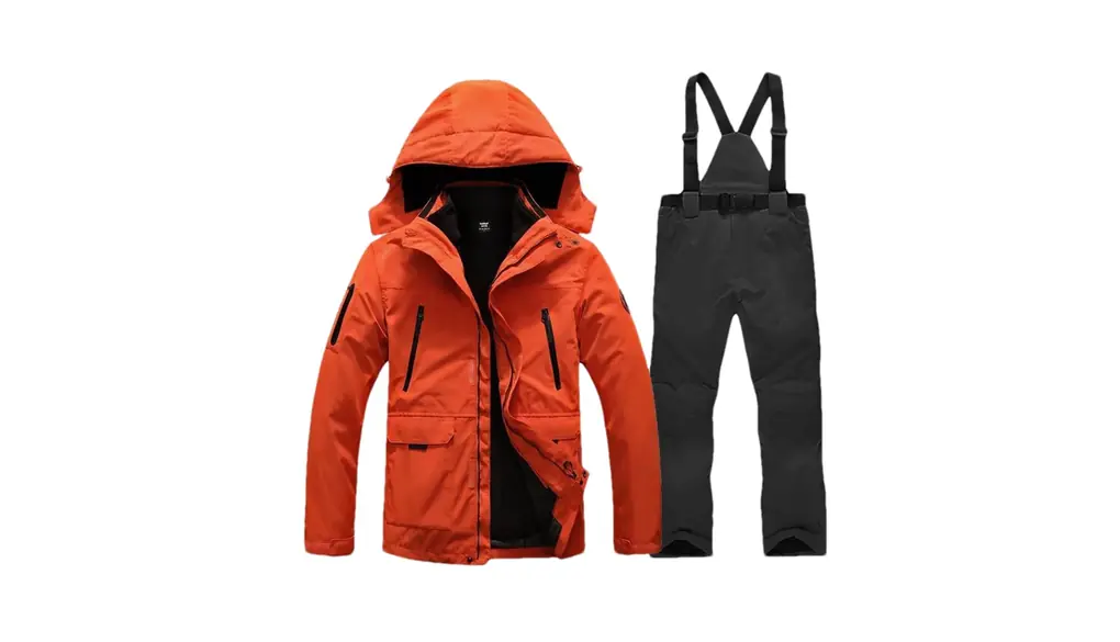 男性スキースーツ暖かい 3 で 1 ジャケットとストラップパンツ屋外スキー厚み登山暖かい雪スキースーツ 1set(jacket pants)01 Asian 2XL EUR L