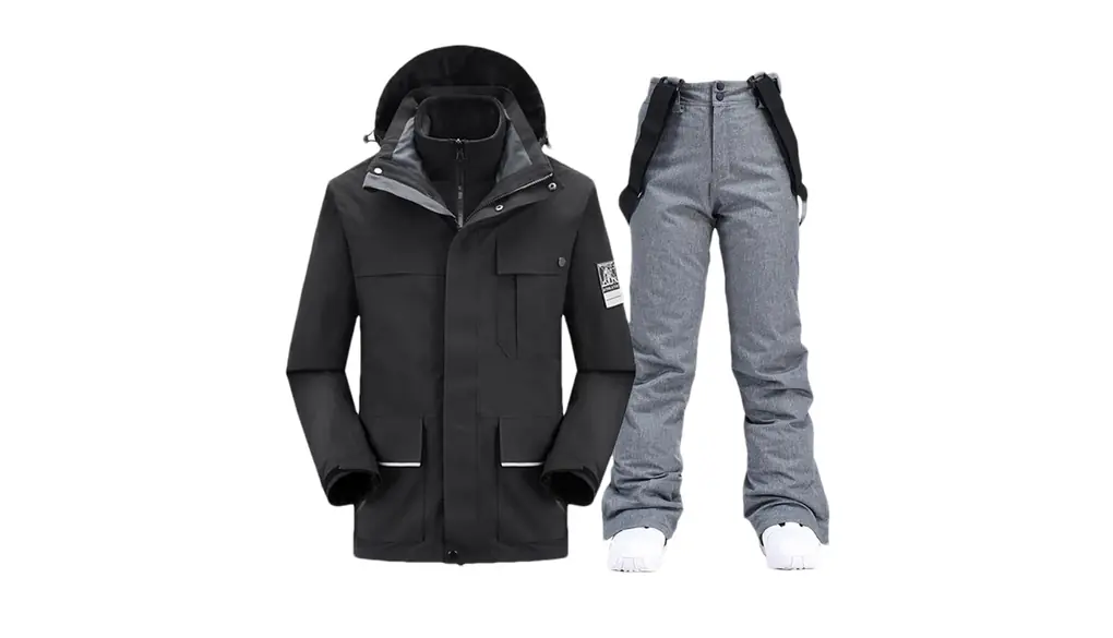 男性冬スキースーツ暖かい雪フリースジャケットパンツアウトドアマウンテンスノーボードウェアセット 1set(as show)09 Asian 3XL EUR L