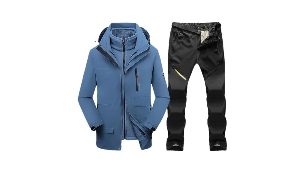 男性サーマル冬スキースーツスキーとスノーボードフリースジャケットパンツ屋外スノーコート 1set(jacket pants)03 Asian 2XL EUR M