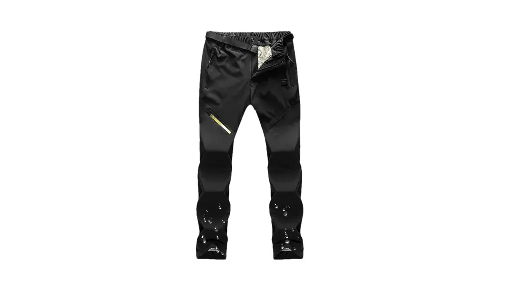 男性冬スキースーツスノーボード屋外マウンテン暖かい雪スキーダウンジャケット + フリースパンツ 1pc Black Pants Asian 2XL EUR L