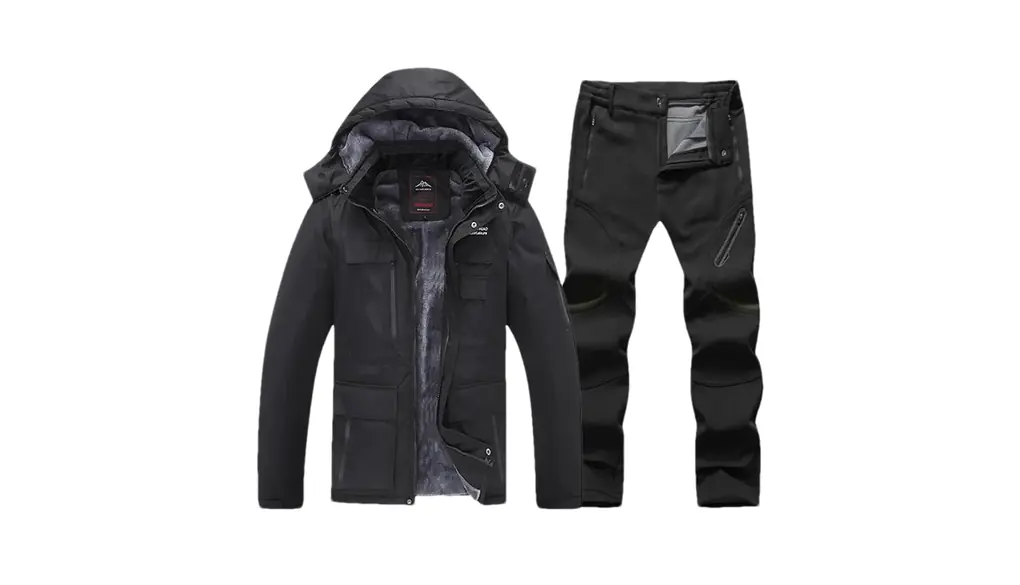 男性暖かいスキースーツフリースハイキングジャケットパンツ冬スノーボードスキーコート屋外トレッキングキャンプ 1set(jacket pants)02 Asian 2XL EUR M