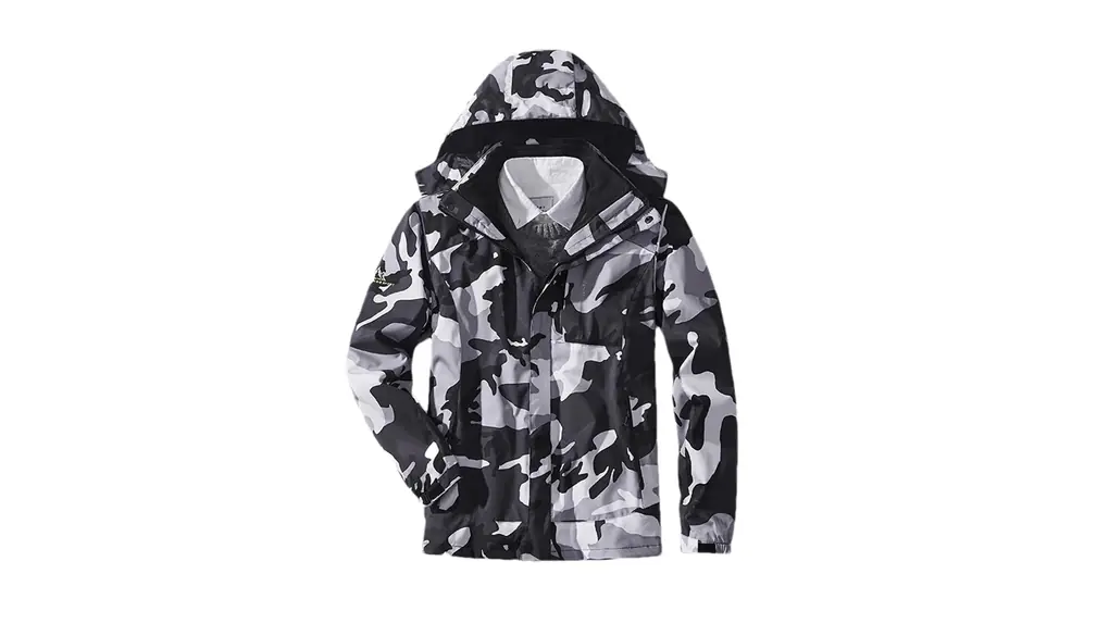 男性冬スキースーツスキージャケットパンツセット暖かいスノーボード屋外スキーとスノーボードジャケット 1pc Camo Jackets Asian 2XL EUR M