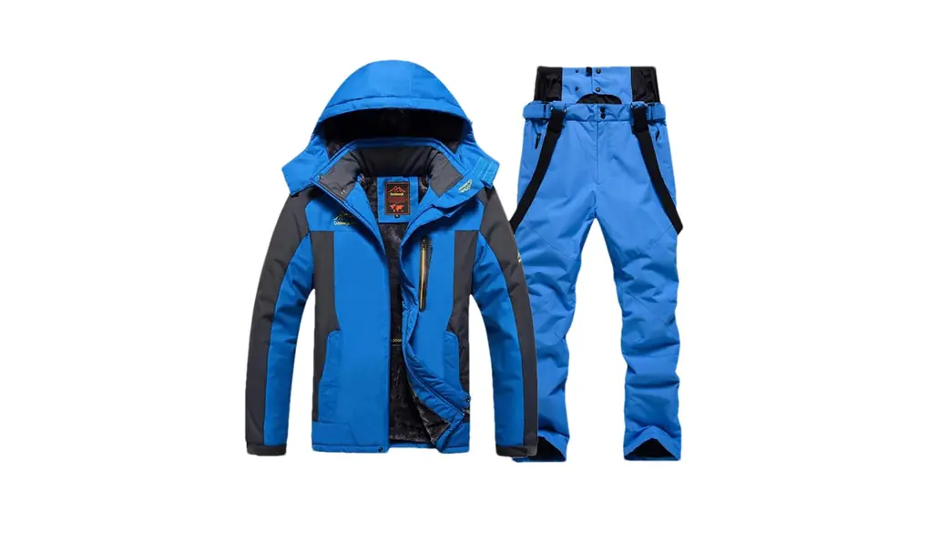 男性冬暖かいスキースーツスノーボードフリースジャケットパンツ雪防寒着オーバーオール 1set(as show)05 Asian 2XL EUR L