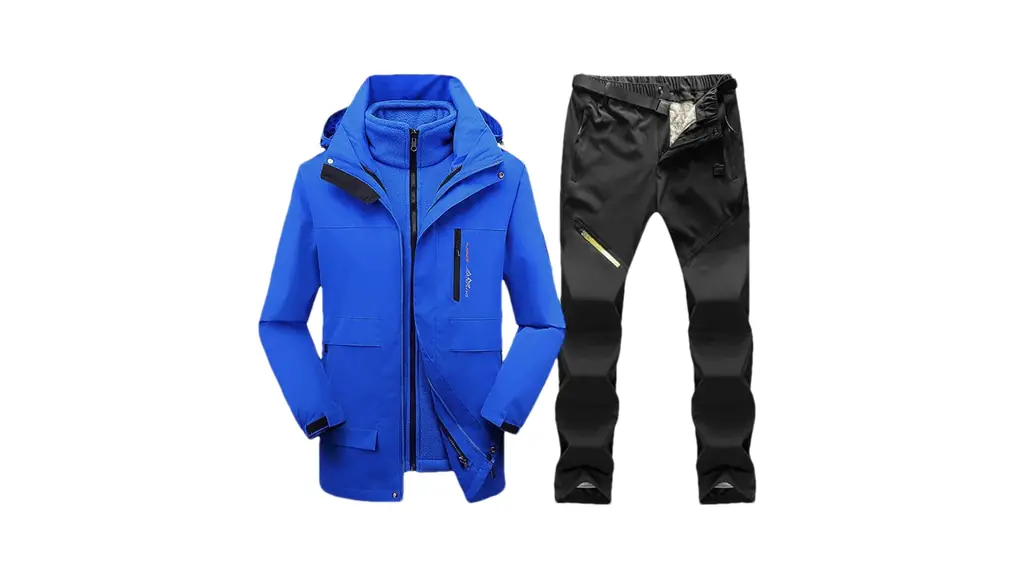 男性サーマル冬スキースーツスキーとスノーボードフリースジャケットパンツ屋外スノーコート 1set(jacket pants)04 Asian 2XL EUR M