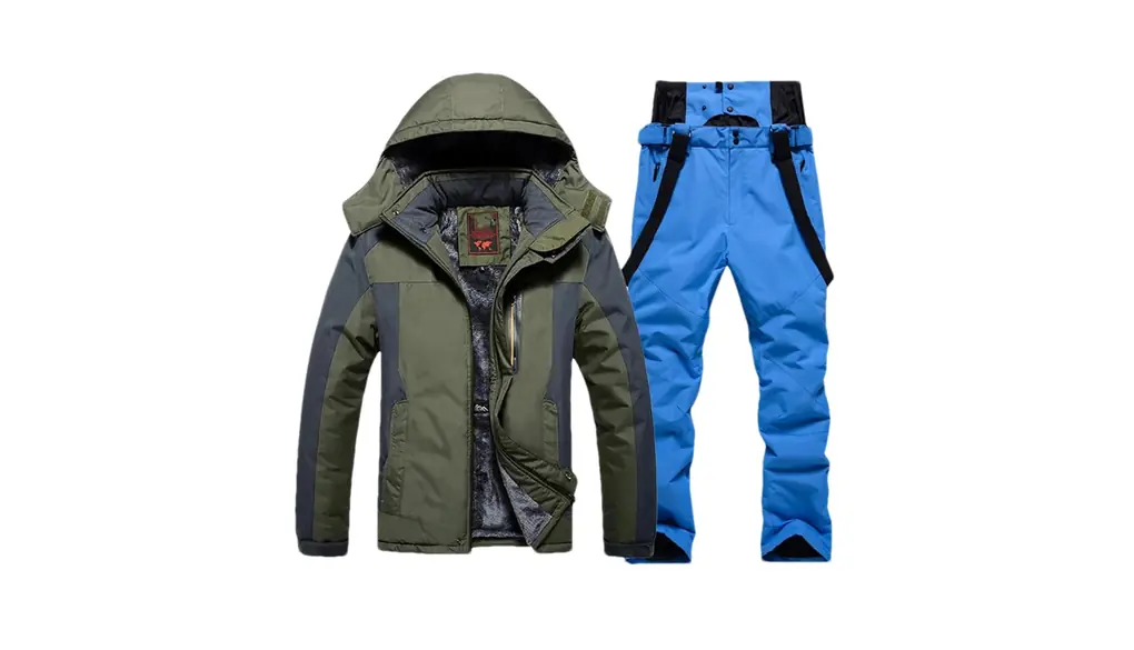 男性冬暖かいスキースーツスノーボードフリースジャケットパンツ雪防寒着オーバーオール 1set(as show)07 Asian 2XL EUR L