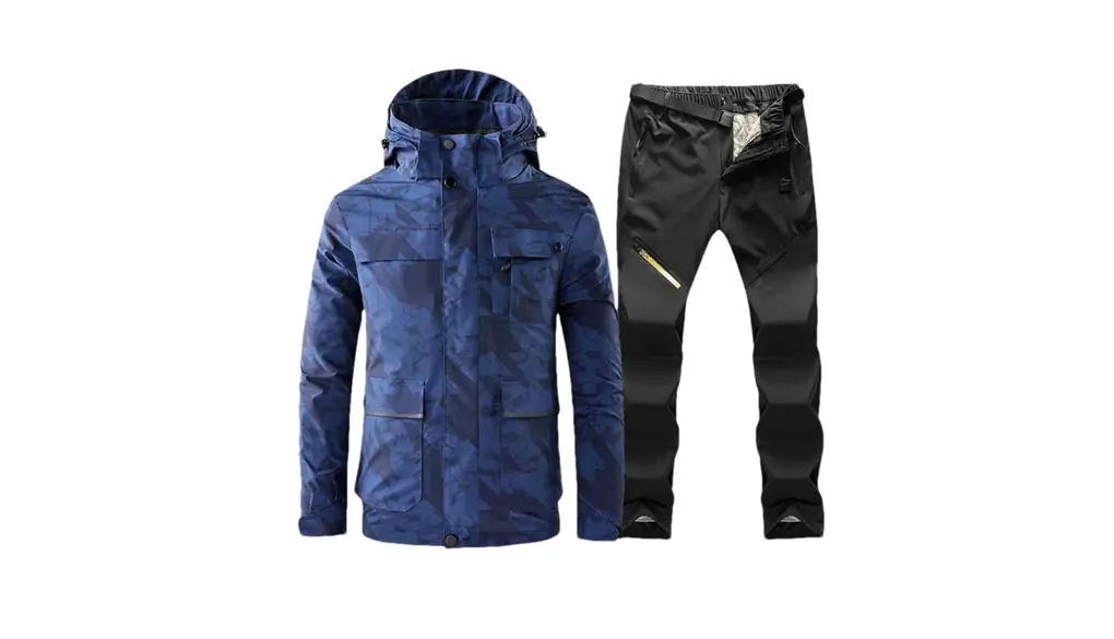 男性冬スキースーツスノーボード屋外マウンテン暖かい雪スキーダウンジャケット + フリースパンツ 1set(jacket pants)07 Asian 2XL EUR L