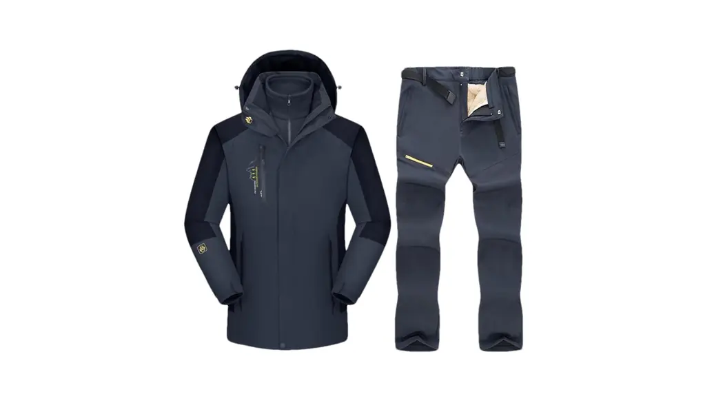 メンズ スキースーツ スキーとスノーボード 厚手で暖かいフリース ジャケット パンツ セット スノー アウトドアウェア 1set(jacket pants)11 Asian 2XL EUR L