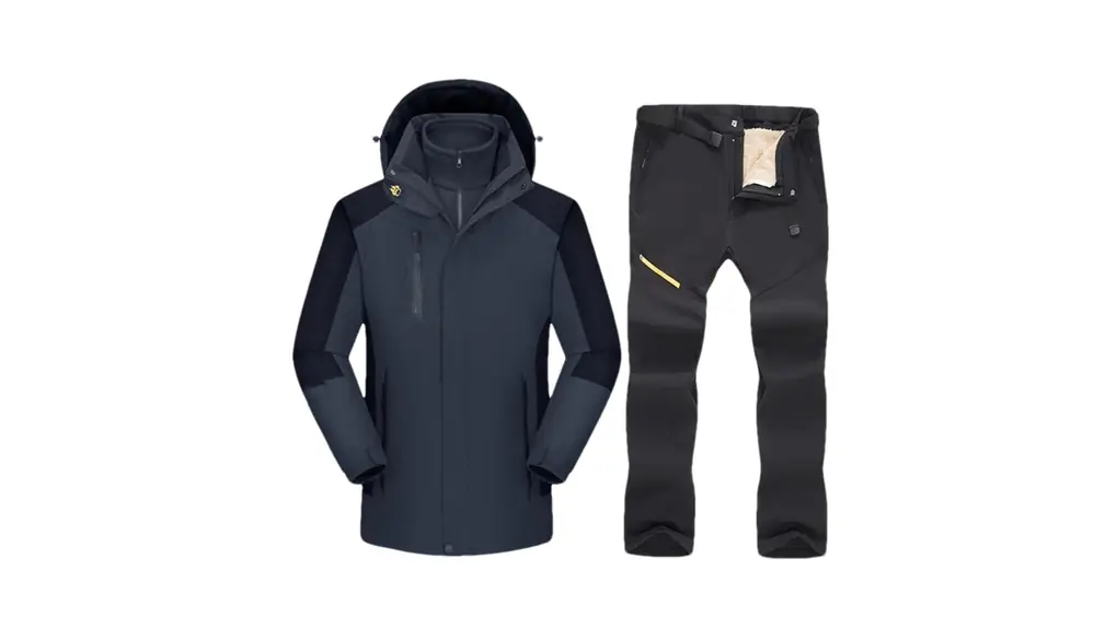 メンズ スキースーツ スキーとスノーボード 厚手で暖かいフリース ジャケット パンツ セット スノー アウトドアウェア 1set(jacket pants)05 Asian 2XL EUR L