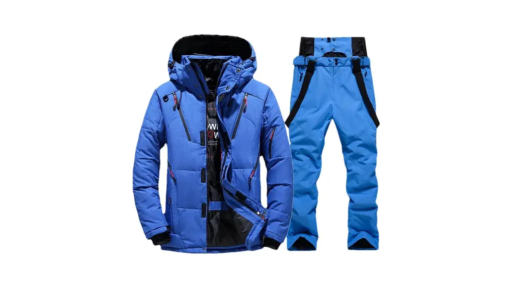 メンズ冬サーマルスキースーツスキーダウンジャケットとビブパンツセット雪スノーボードウェアオーバーオール 1set(jacket pants)07 Asian 2XL EUR L