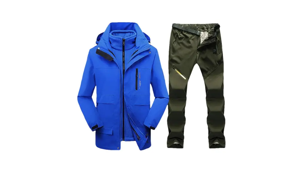 男性サーマル冬スキースーツスキーとスノーボードフリースジャケットパンツ屋外スノーコート 1set(jacket pants)10 Asian 2XL EUR M