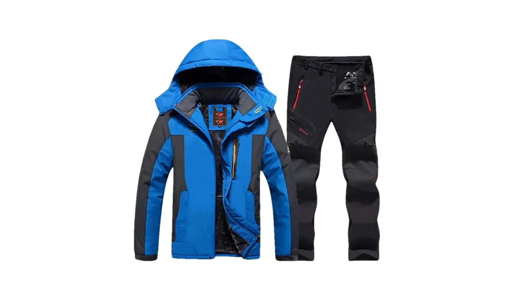 メンズ厚く暖かいスキースーツ冬スノーコートスキーとスノーボードジャケットとパンツセット 1set(as show)01 Asian 2XL EUR L