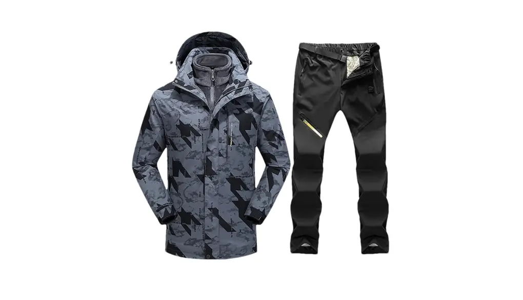 男性 3 で 1 冬スキースーツスキーとスノーボードフリースジャケットパンツセット暖かいアウトドアウェア 1set(jacket pants)02 Asian 2XL EUR L