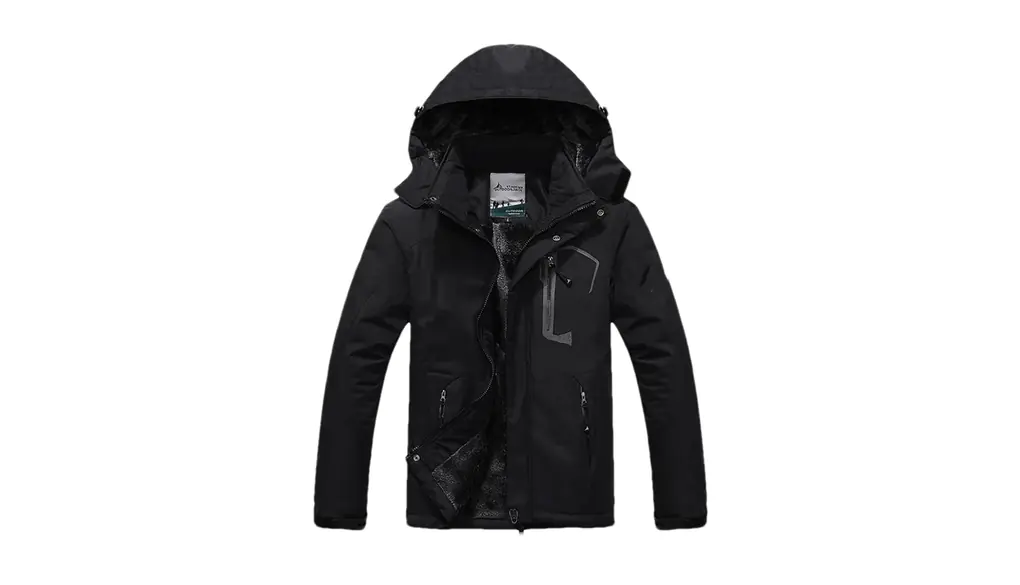 男性冬スキースーツ暖かい雪フリースジャケットパンツマウンテンスノーボードウェアセット防寒着 1pc Black Jackets Asian 3XL EUR XL