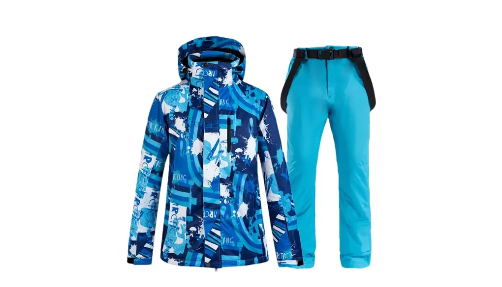 男性スキースーツスノーボードジャケットスーツパンツ屋外冬暖かいスポーツスキー防寒着 Jackets Pants Blue1 XL