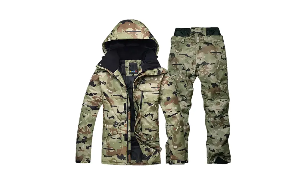 男性迷彩スキースーツセット冬のスノージャケットとストラップパンツ屋外スノーボードウェアオーバーオール picture jacket pant10 L