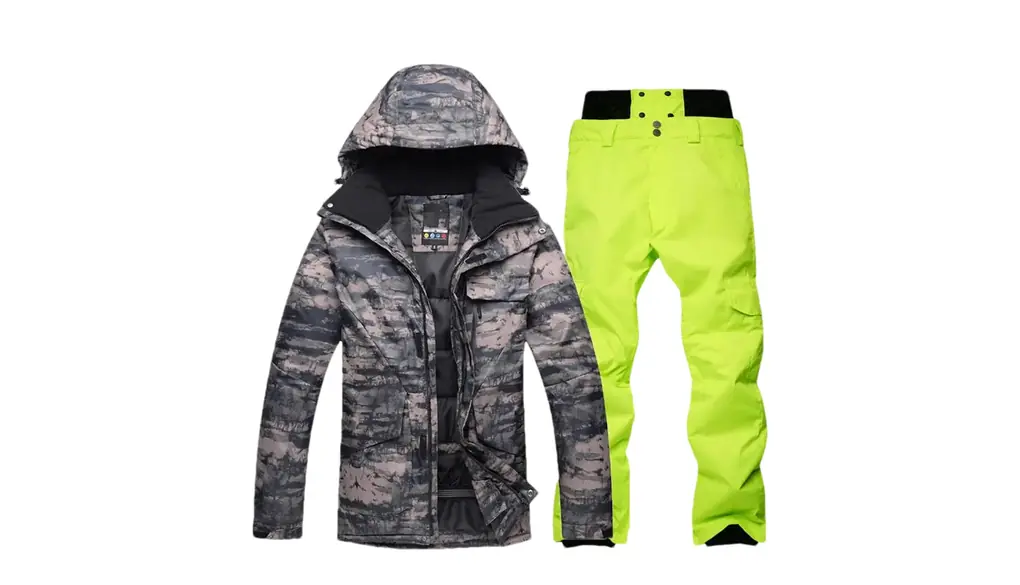 男性迷彩スキースーツセット冬のスノージャケットとストラップパンツ屋外スノーボードウェアオーバーオール picture jacket pant3 L