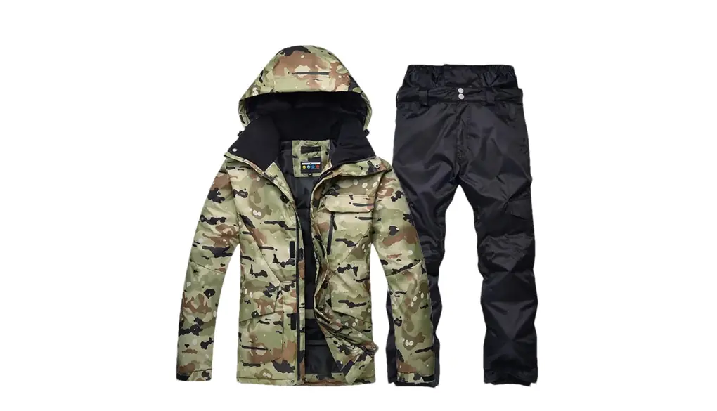 男性迷彩スキースーツセット冬のスノージャケットとストラップパンツ屋外スノーボードウェアオーバーオール picture jacket pant11 L