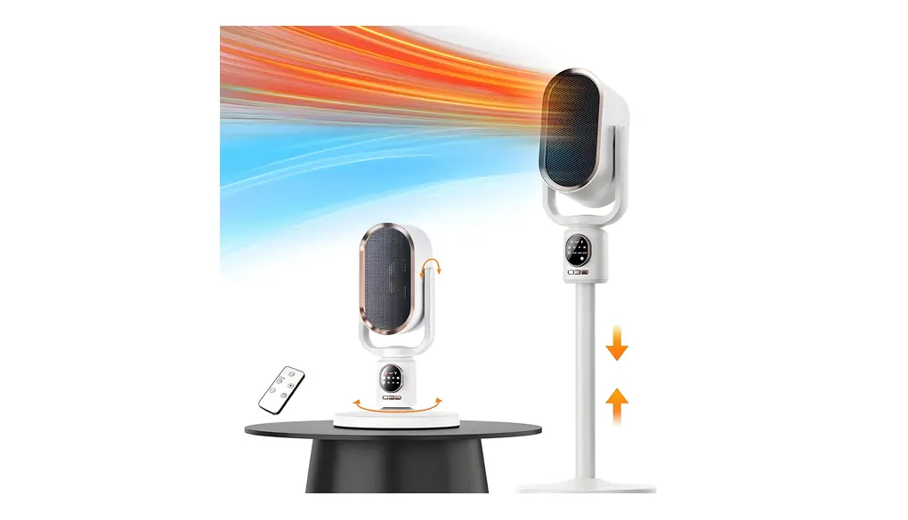 GOATRIP セラミックヒーター 【冷暖兼用 卓上&スタンド式 両用】 電気ファンヒーター セラミックファンヒーター 上下左右首振り 3種の送風モード 高さ調節可能 リモコン操作 転倒自動OFF 静音設計 暖房器具 脱衣所/卓上/オフィス/寝室/洗面所 日本語説明書付き