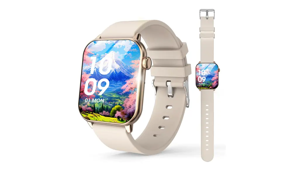 スマートウォッチ AMOLED画面【2025性能最強モデル】通話機能 1.85インチHD Bluetooth5.3 SMS/Line/メッセージ通知 軽量 iPhone&アンドロイド対応 音楽再生 天気予報 多機能 様々な種類運動モード GPS機能 IP67生活防水 スポーツウォッチ レディース メンズ DIY文字盤 (ゴールド)