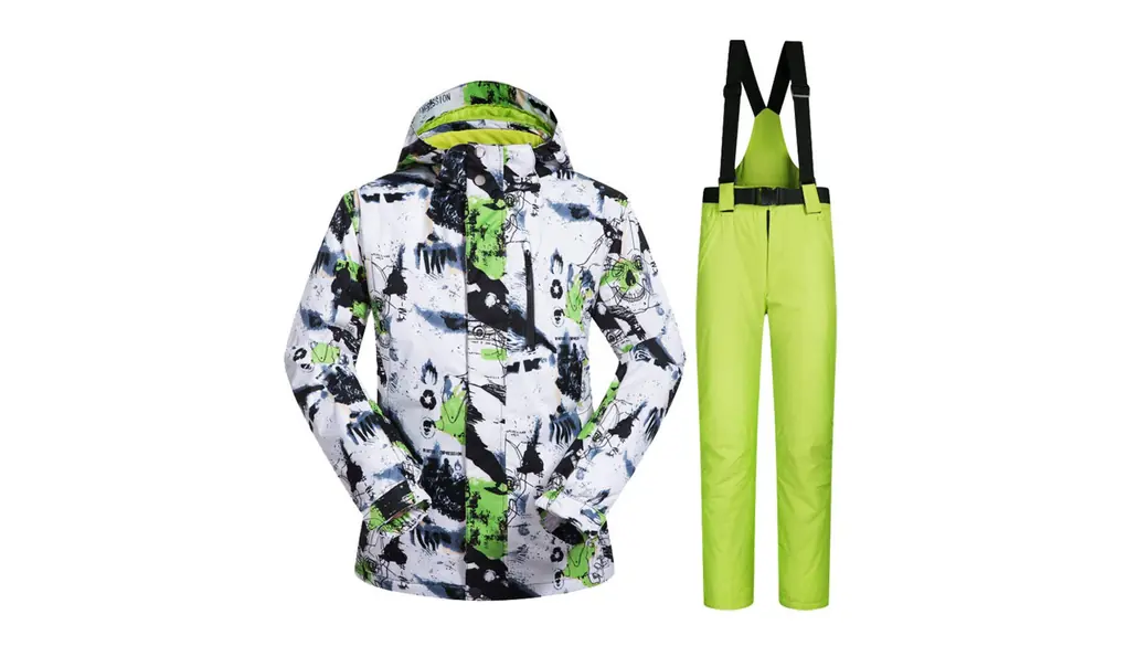 スノーボードウェア メンズ スキーウェア スノーボード 上下セット 雪遊び アウトドア 防寒 防風 保温 耐水圧 撥水 防水 通気 おしゃれ コート アウタージャケット スポーツコート M-XXXL (L, 白緑+果緑)
