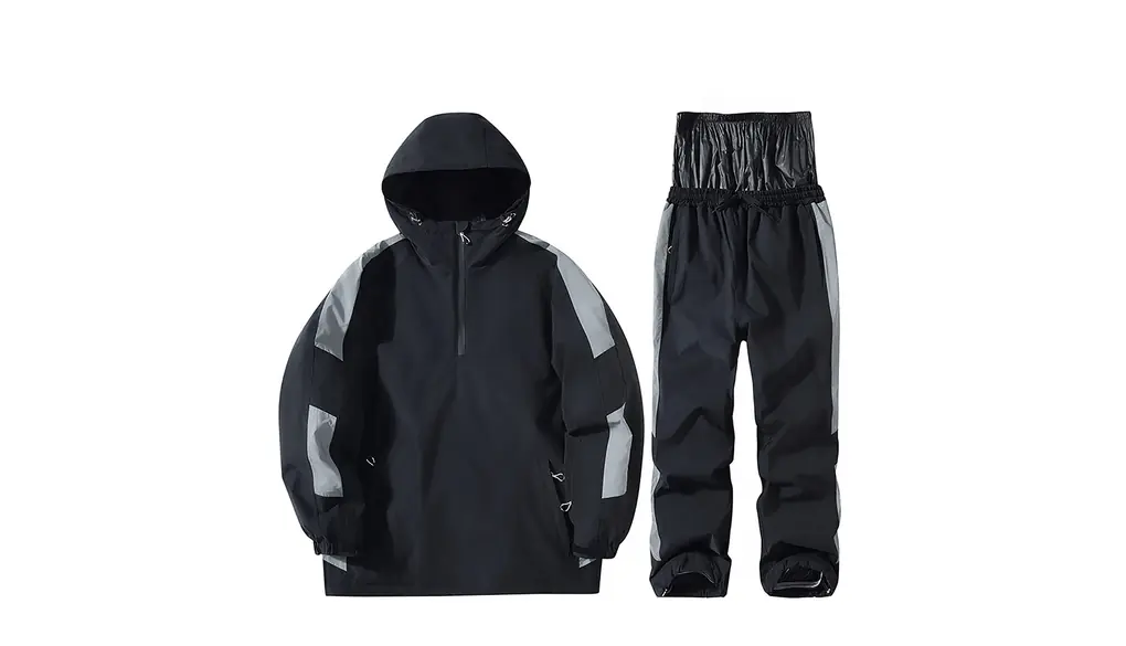 [iBSTETES] スキーウェア 上下セット パーカー パンツ メンズ レディース フード付き スノーボードウェア マウンテンパーカー 防風 防寒 登山服 スノーウェア 雪遊び ジャケット スポーツウェア ウインドブレーカー シェル アウトドア (ブラック, XL)