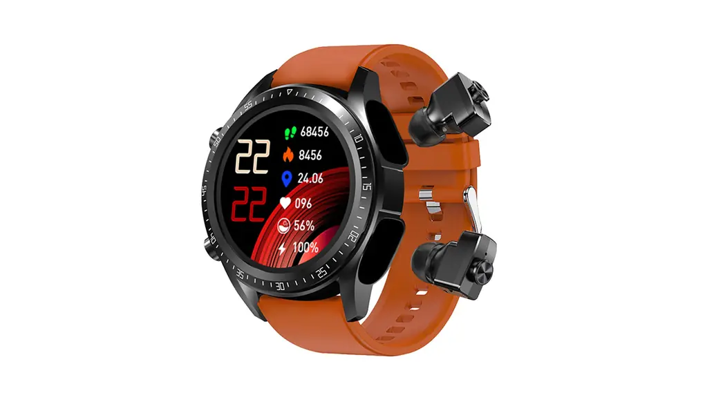 JUSUTEK 2025 革新 超軽量 TWSイヤホン+スマートウォッチ，歩数計，両耳イヤホン,Bluetooth5.0 通話,HiFi音楽，音楽制御、ストップウォッチ，DIY文字盤，スマートブレスレット，カラースクリーン，消費カロリー， アラーム，着信電話，Line通知，iphone&Android対応，お贈り物，日本語説明書 (オレンジ)