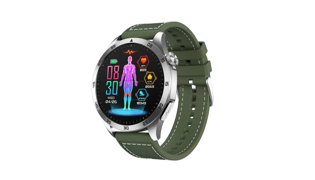 JUSUTEK 2025 人気 高級スマートウォッチ通話機能付き,1.43インチAMOLED丸型腕時計,24時間超全面センサ機能付,Bluetooth5.2,常時点灯可能,IP68防水,体脂肪,音楽制御,文字盤自由設定,Hband,女性機能,電卓,ゲーム,SOS緊急連絡,中高年,SMS/Line通知,着信表示,iphone&コンパチブル対応,贈り物,日本語対応 (緑ナイロン)