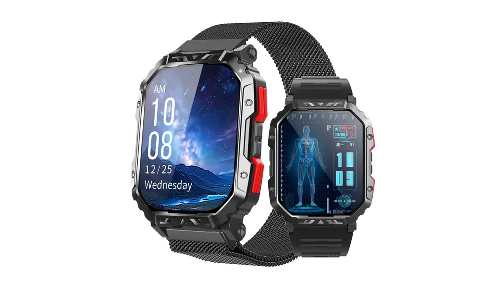 JUSUTEK 革新 2025 高級スマートウォッチ,Bluetooth通話,1.43インチAMOLED全金属腕時計,24時間センサ管理,女性機能,万歩計,IP68防水，NFC機能,電卓,ミニゲーム,リモコン写真,DIY文字盤,smart watch,音楽コントロー,中高年,Line通知,着信表示,iphone&アンドロイド対応,贈り物，日本語対応,日本語説明書付き (黒)