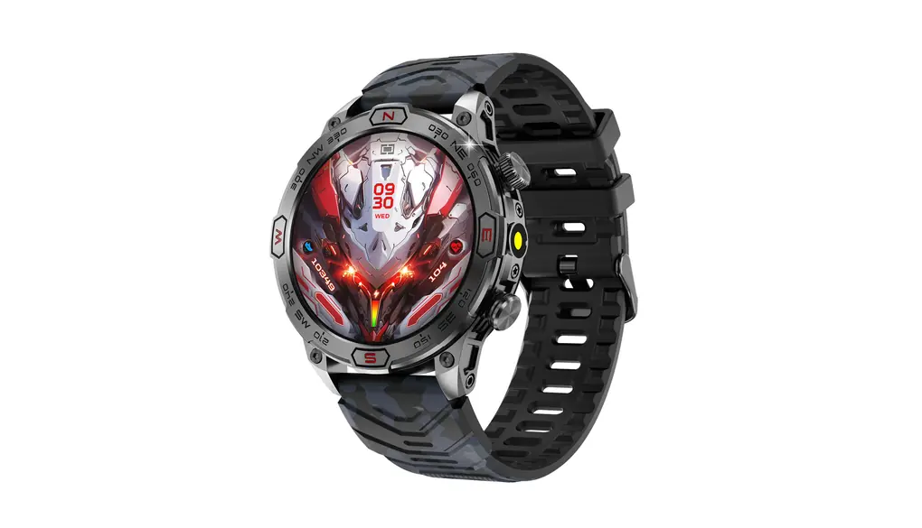 JUSUTEK 2025 革新モデル 戦術風アウトドアスポーツスマートウォッチ通話機能付き,1.43インチAMOLED金属高精細画面腕時計,軍用規格,破壊防止,1ATM防水,羅針盤,海抜高度計,気圧計,懐中電灯,万歩計,300+文字盤自由設定,長時間使用可能,女性機能，smart watch,電卓,Line通知表示，iphone&アンドロイド対応,お贈り物,日本語説明書 (迷彩黒)
