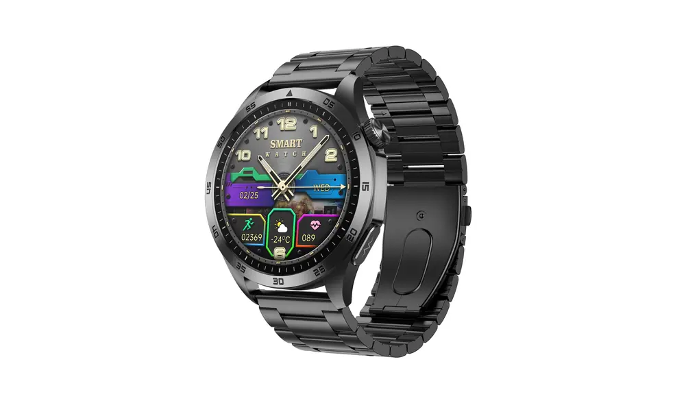 JUSUTEK 2025 人気 高級スマートウォッチ通話機能付き,1.43インチAMOLED丸型腕時計,24時間超全面センサ機能付,Bluetooth5.2,常時点灯可能,IP68防水,体脂肪,音楽制御,文字盤自由設定,Hband,女性機能,電卓,ゲーム,SOS緊急連絡,中高年,SMS/Line通知,着信表示,iphone&コンパチブル対応,贈り物,日本語対応 (黒鋼)