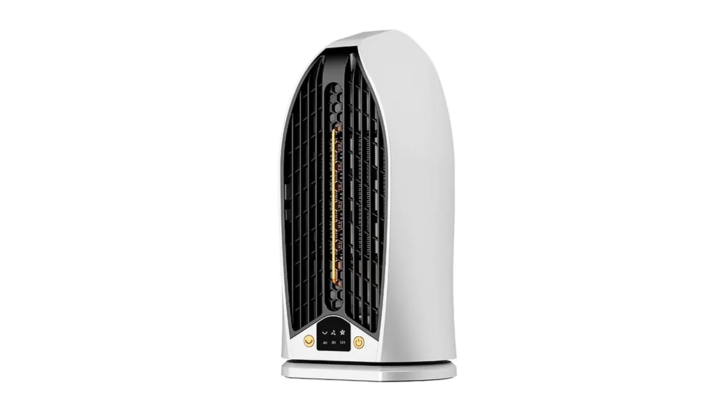 JUUMIIY セラミックヒーター 小型 パーソナルヒーター 1200W PTC 暖房器具 90度自動首振り 3秒即熱 2段階風量調整 過熱保護 転倒OFF 省スペース オフィス 寝室 浴室用 コンパクト デスクヒーター 静音 暖光灯 3段タイマー(4H/8H/12H) 夜間照明 科技感デザイン