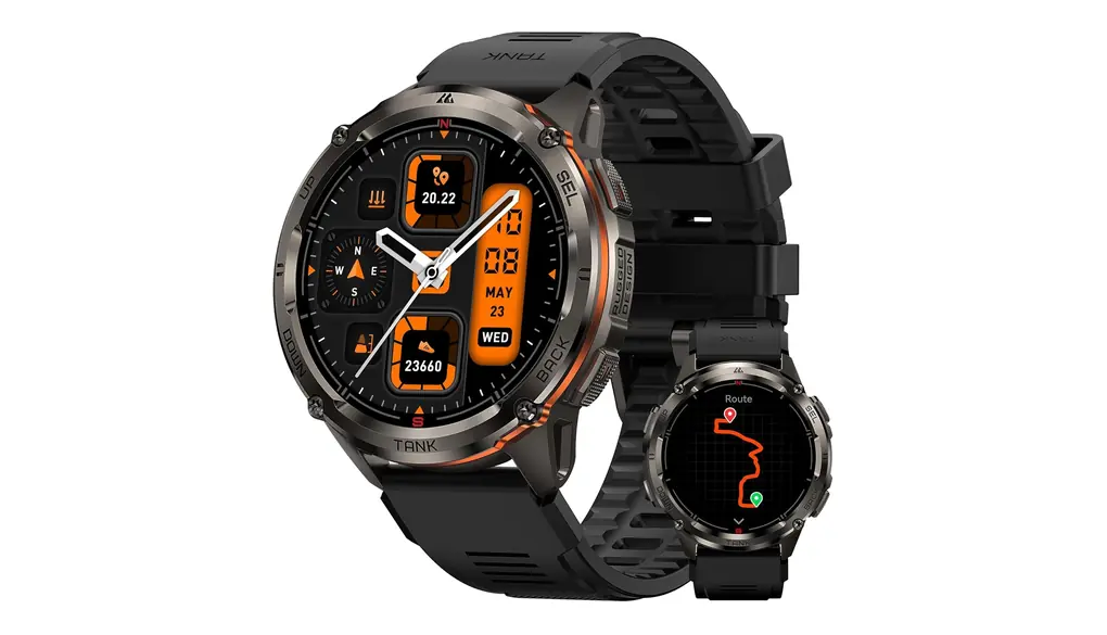 KOSPET Tank T3 Ultra 2 スマートウォッチ メンズ GPS内蔵 5ATM/IP69K防水 Bluetooth通話 メッセージ通知 健康管理 睡眠モニタリング 170＋スポーツモード 気圧高度計 コンパス AIボイス操作 iPhone Android対応 470mAhの大容量バッテリー 軍事認証 1.43インチ AMOLED 常時表示 (50mm) (ブラック)