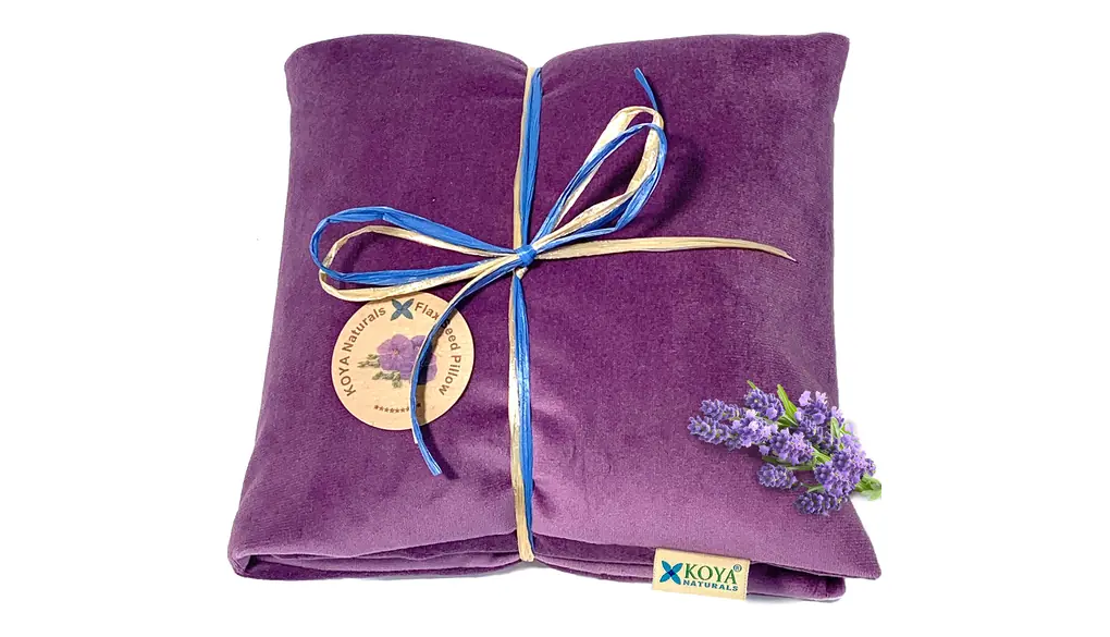 KOYA Naturals Soft Velvet Flax Seed Pillow with Lavender - Heating Pad Microwavable – Moist Heat Pack – for Neck, Muscle, Joint, Stomach Pain, Menstrual Cramps – Warm Neck Wrap (Purple, Scented)