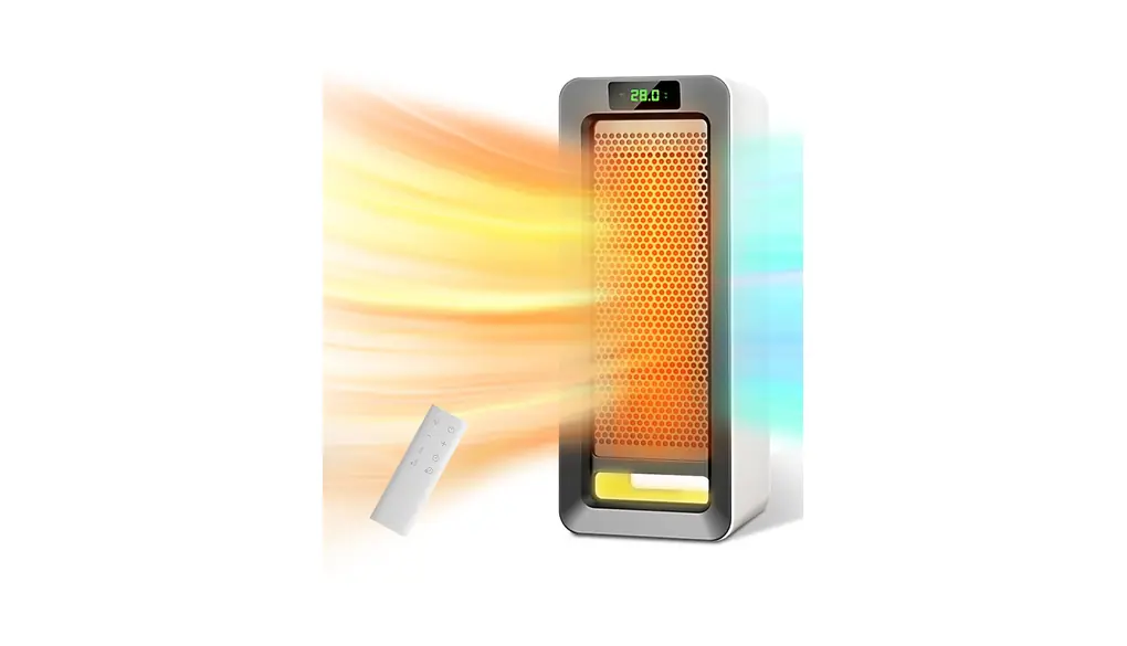 セラミックヒーター 電気ヒーター【2024 LEDディスプレイ1200W 】3段階風量 温度調節 ECO知能恒温 温風 12Hタイマー 大風量 静音 速暖 足元ヒーター 電気ストーブ セラミックファンヒーター 過熱防止 転倒停止 省エネ 小型 省エネ 暖房器具 四季適用 冷暖両用 卓上 オフィス リビング 寝室 脱衣場 ホワイト リモコン付 日本語説明書 PSE認証済
