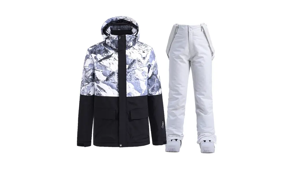 スノボーウェア メンズ 上下セット スキーウェア レディース おしゃれ 撥水 防寒 防風 保温 シンプル 暖かくて厚い 雪遊び スキーウェアセットアップ (Color : B, Size : Large)